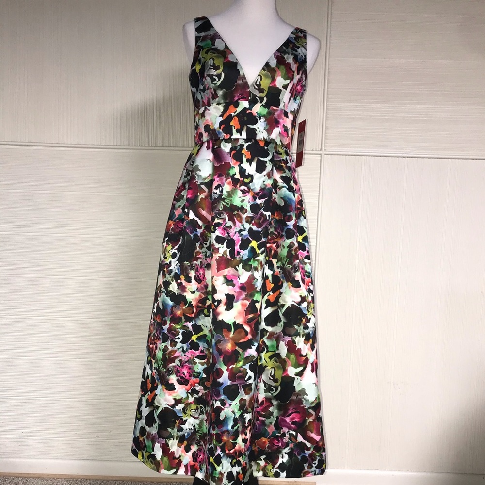 Monique Lhuillier Floral Midi Dress